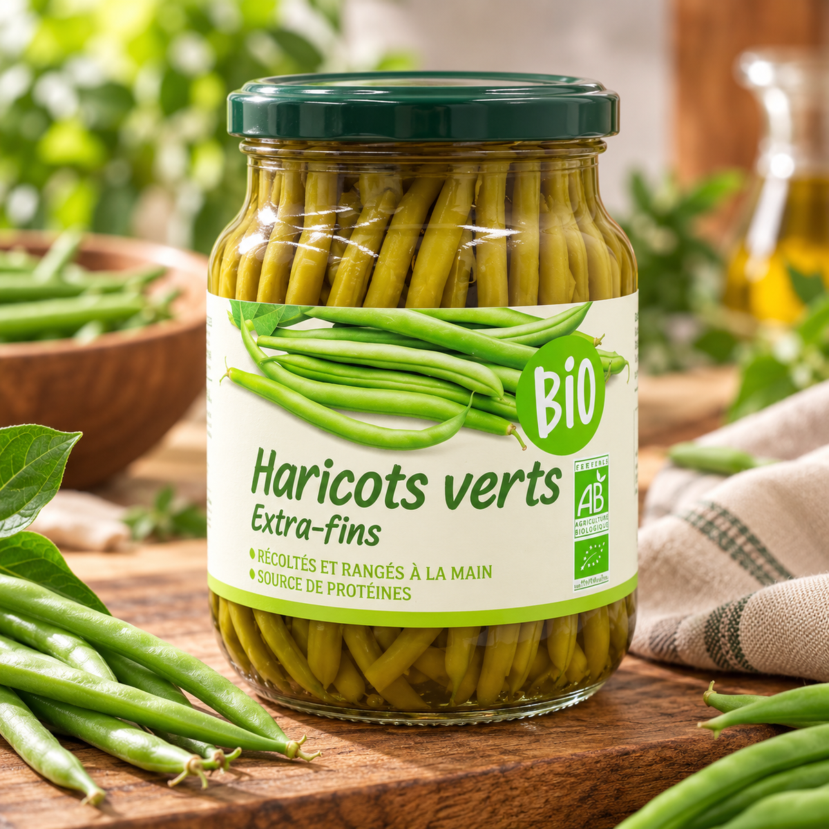 Haricots verts extra fins 660g bio